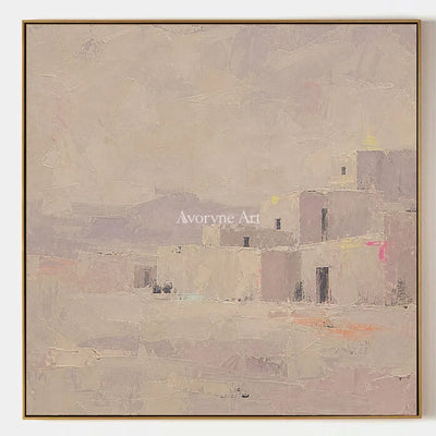 Lucent Story, hand-painted color block landscape wall art by Diego Morales