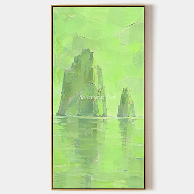 Still Reverie, hand-painted color block landscape wall art by Diego Morales