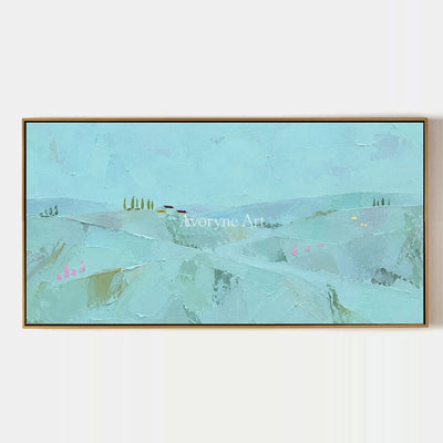 Still Story, hand-painted color block landscape wall art by Diego Morales
