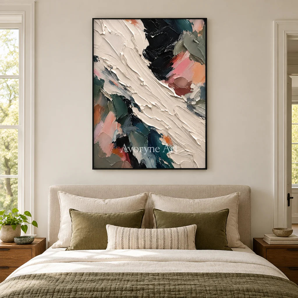 Wild Crossing: Colorful Abstract Impasto Wall Art — bedroom black