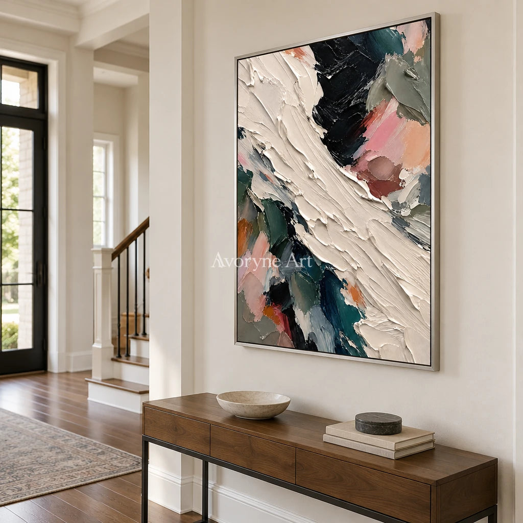Wild Crossing: Colorful Abstract Impasto Wall Art — entry silver