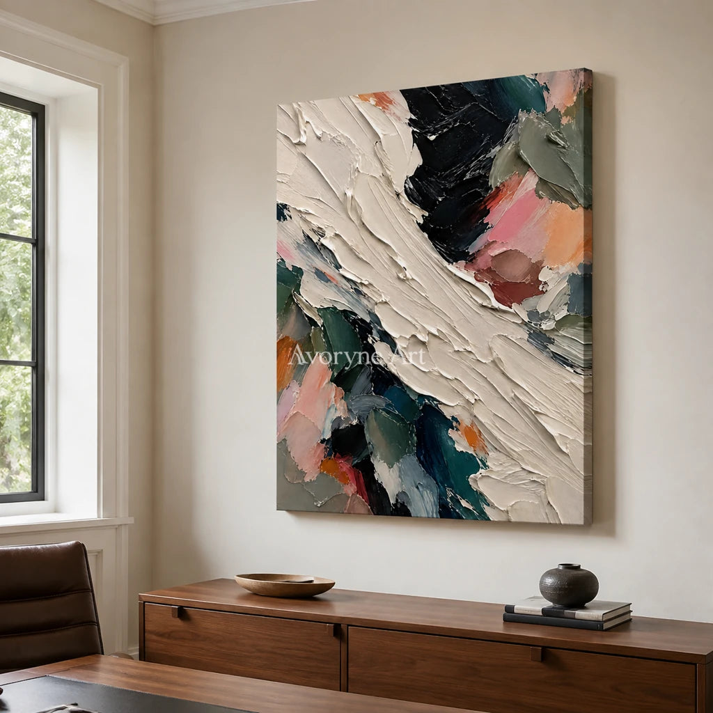 Wild Crossing: Colorful Abstract Impasto Wall Art — office frameless