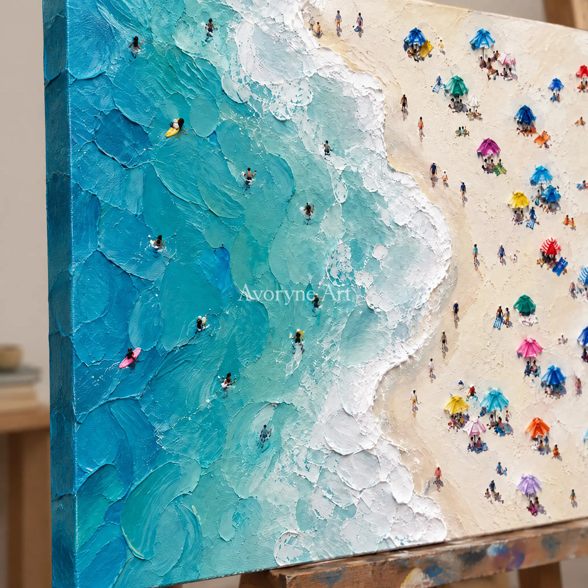 Summer Above: Colorful Beach Landscape Wall Art — detail easel