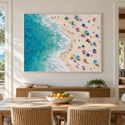 Summer Above: Colorful Beach Landscape Wall Art — dining white