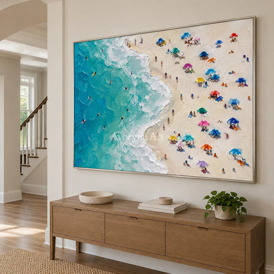 Summer Above: Colorful Beach Landscape Wall Art — entry silver
