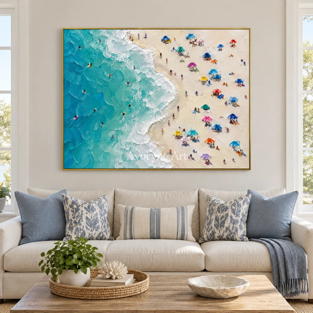 Summer Above: Colorful Beach Landscape Wall Art — living gold