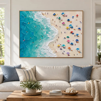 Summer Above: Colorful Beach Landscape Wall Art — villa wood