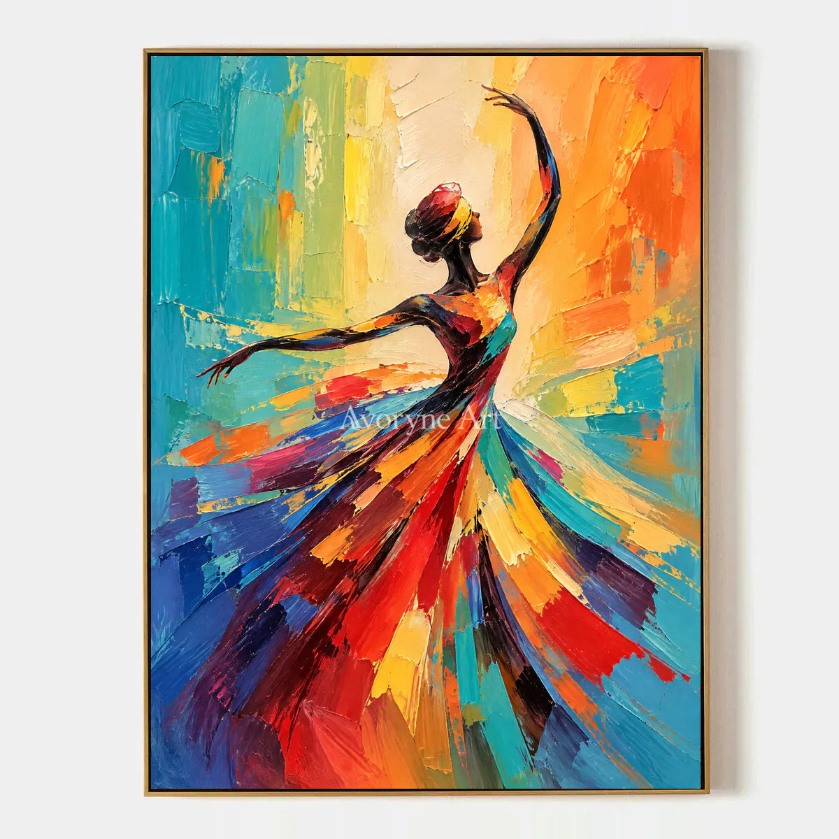 Saffron Twirl: Colorful Dancer Portrait Wall Art — primary