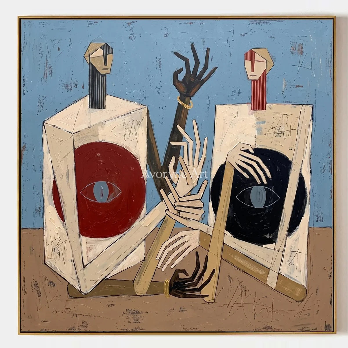 Faint Verse, hand-painted colorful figure wall art by Daniel Kowalski