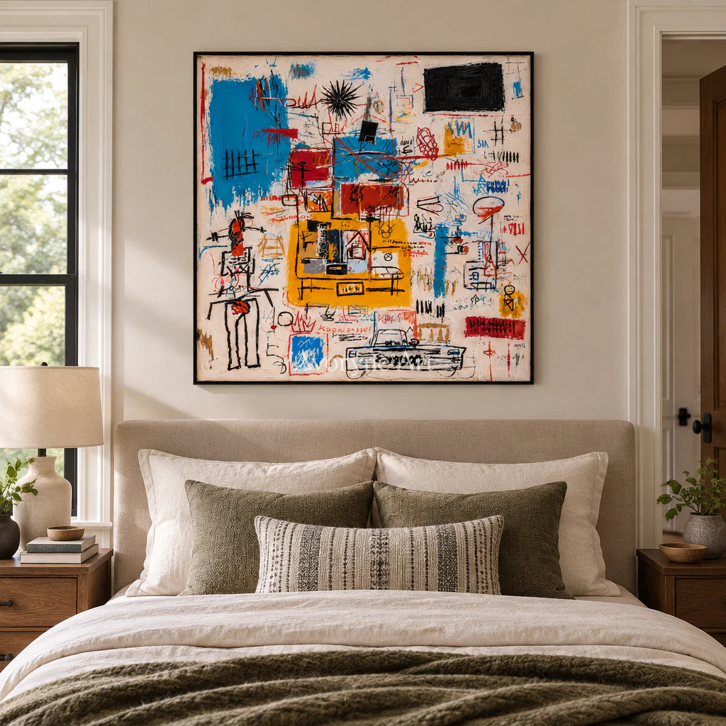 Urban Signal: Colorful Graffiti Abstract Wall Art — bedroom black