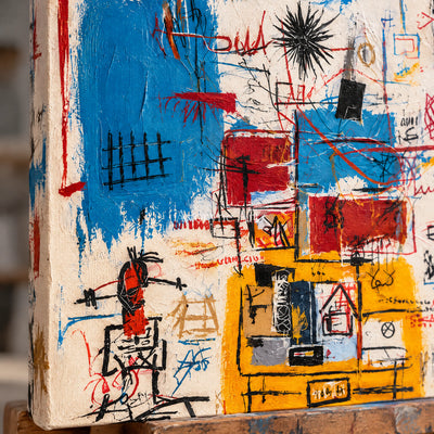 Urban Signal: Colorful Graffiti Abstract Wall Art — detail easel