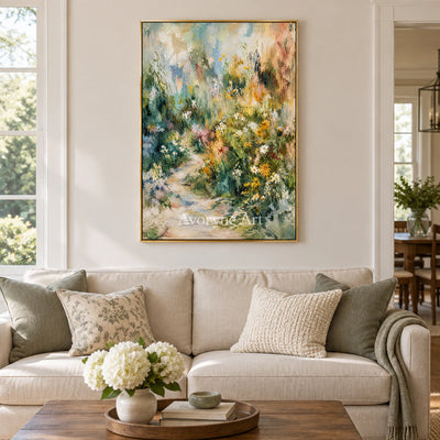 Meadow Passage: Colorful Green Garden Path Wall Art — living gold