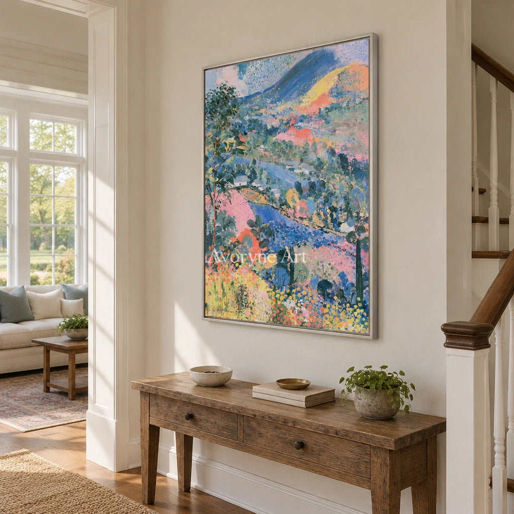 Ivory Winding Verse: Colorful Hillside Art — entry silver