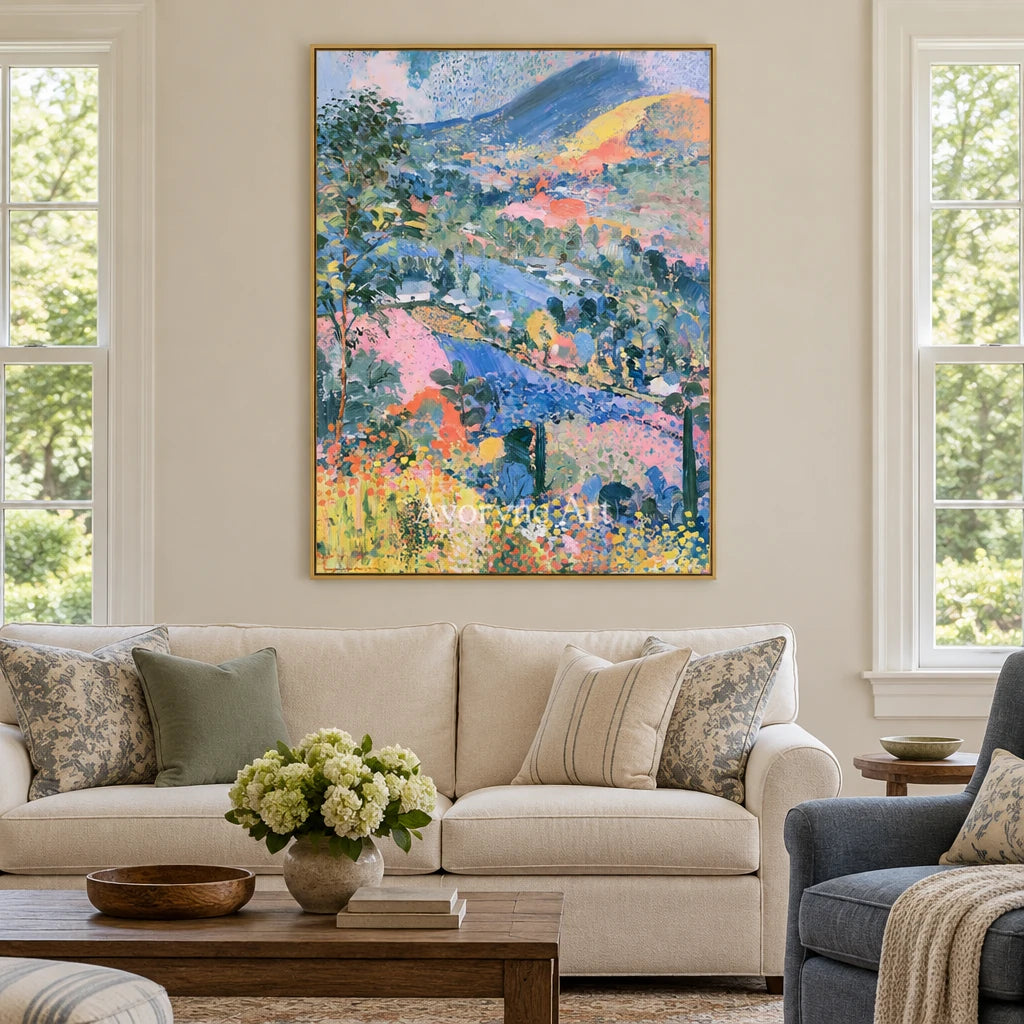 Ivory Winding Verse: Colorful Hillside Art — living gold