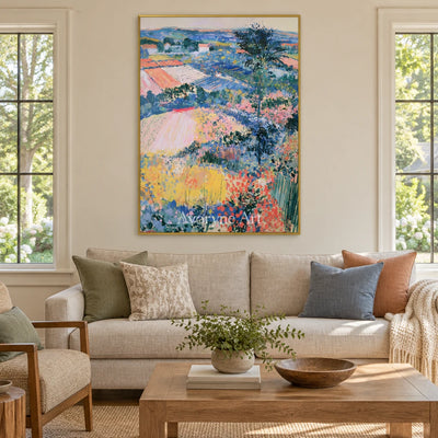 Ivory Winding Cadence: Colorful Hillside Art — living gold