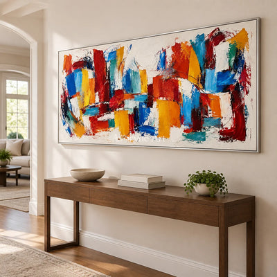 Bright Interplay: Colorful Knife Abstract Wall Art — entry silver