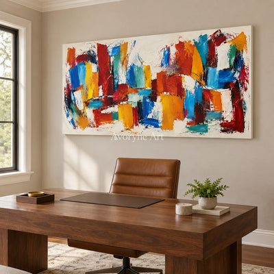 Bright Interplay: Colorful Knife Abstract Wall Art — office frameless