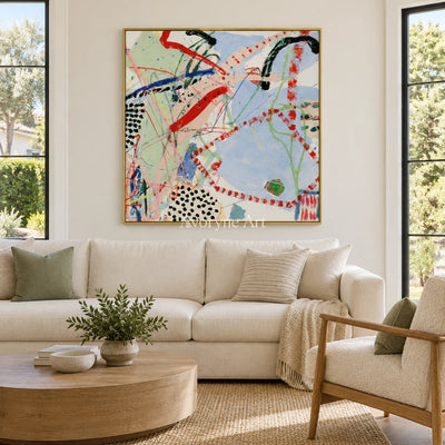 Ivory Quiet Light: Colorful Line Abstract — living gold