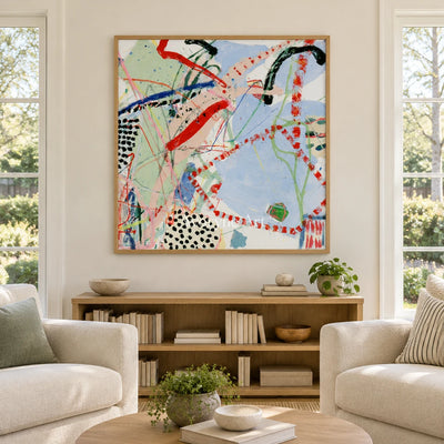 Ivory Quiet Light: Colorful Line Abstract — villa wood