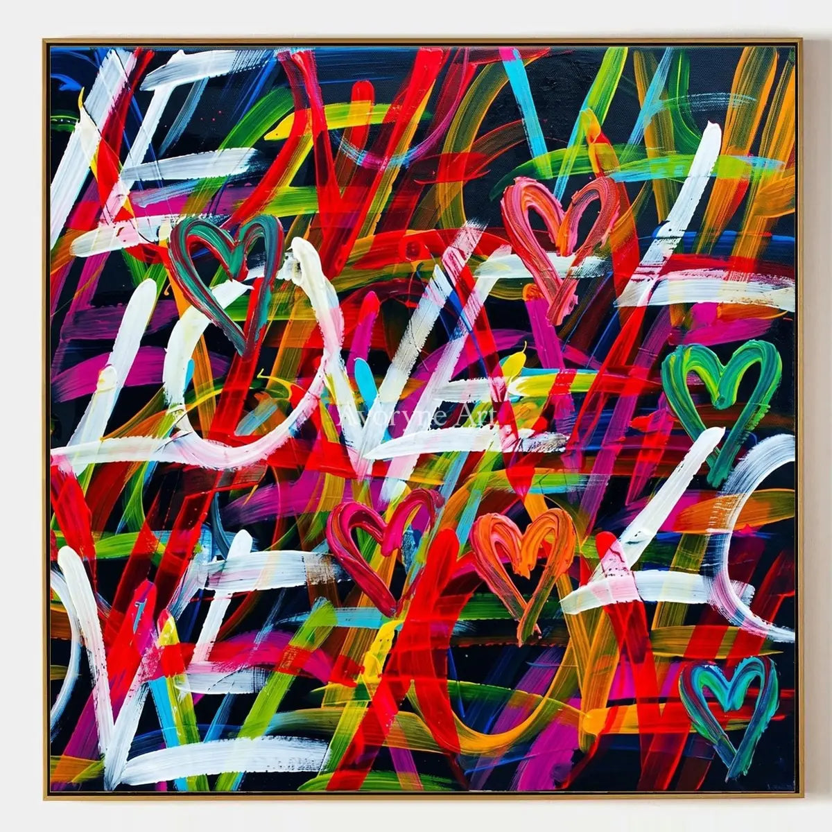 Hidden Memory, hand-painted colorful love wall art by Caleb Monroe