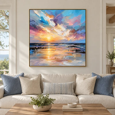Violet Sundown: Colorful Ocean Sunset Wall Art — living gold