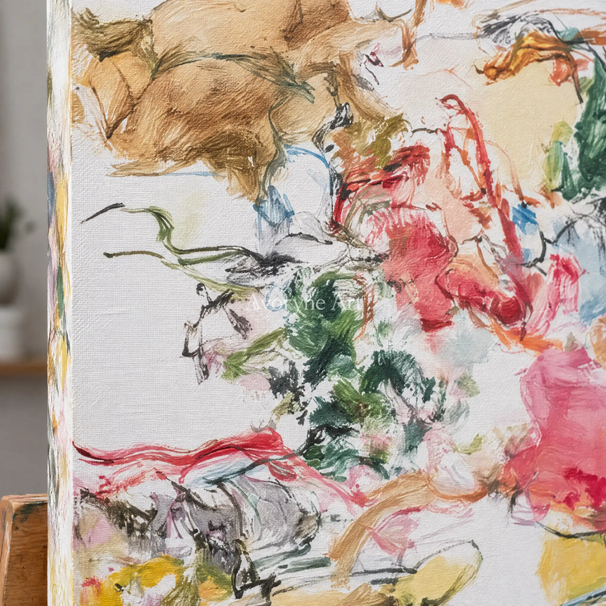 Ivory Painted Cadence: Colorful Organic Lines — detail easel