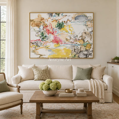 Ivory Painted Cadence: Colorful Organic Lines — living gold