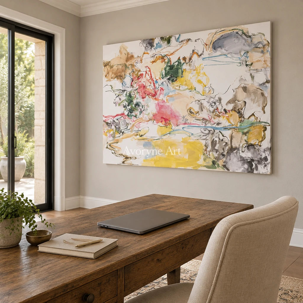 Ivory Painted Cadence: Colorful Organic Lines — office frameless