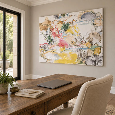 Ivory Painted Cadence: Colorful Organic Lines — office frameless