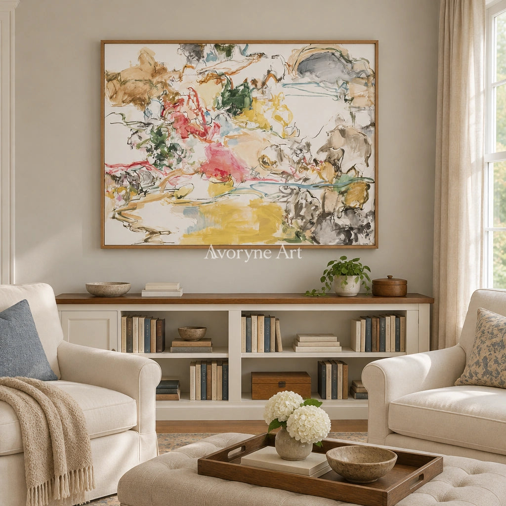 Ivory Painted Cadence: Colorful Organic Lines — villa wood