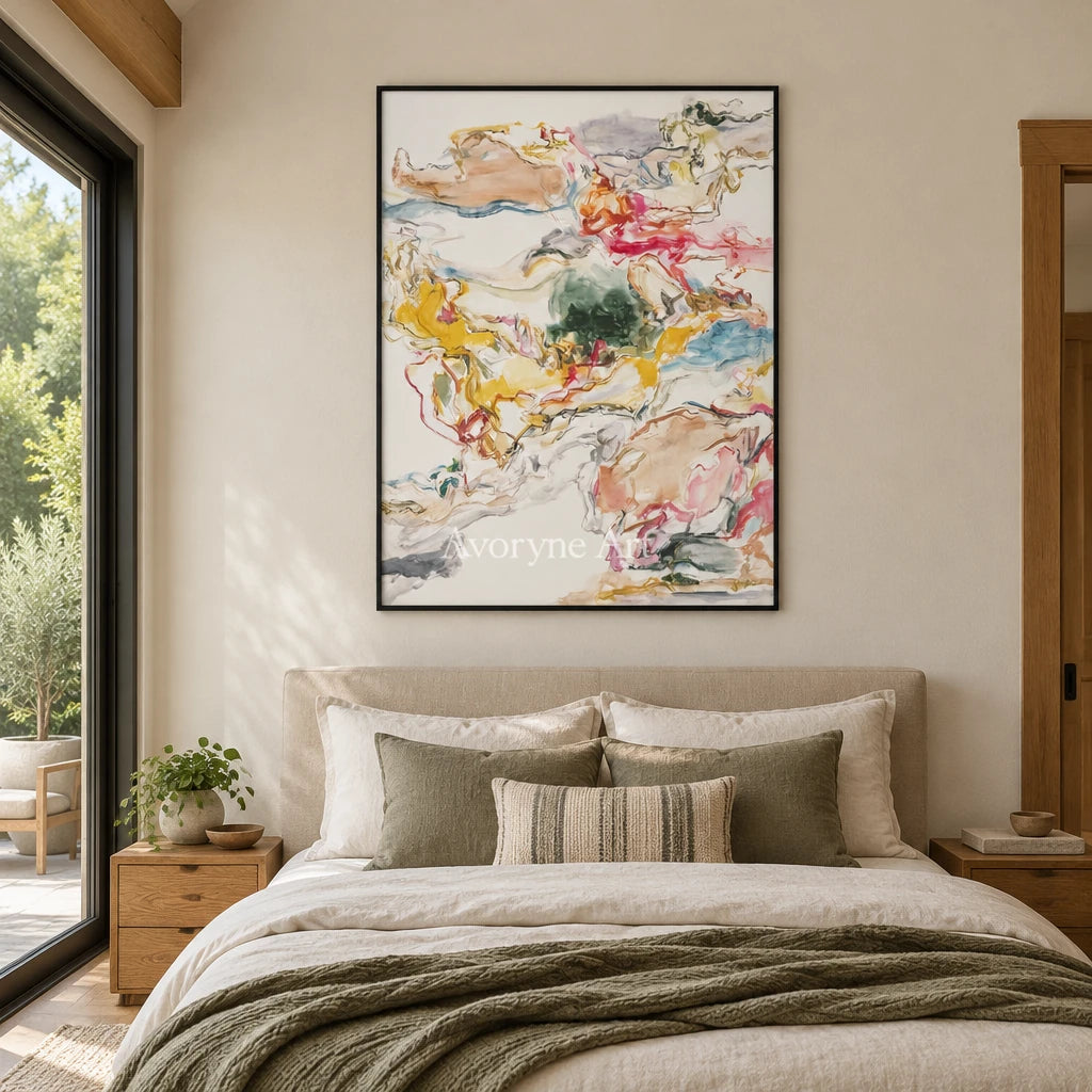 Ivory Painted Current: Colorful Organic Lines — bedroom black