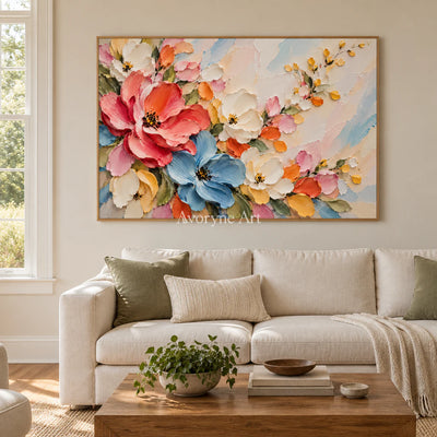 Blooming Arc: Colorful Pink Floral Relief Wall Art — villa wood