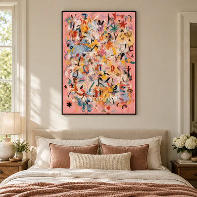 Candy Scribble: Colorful Pink Graffiti Wall Art — bedroom black