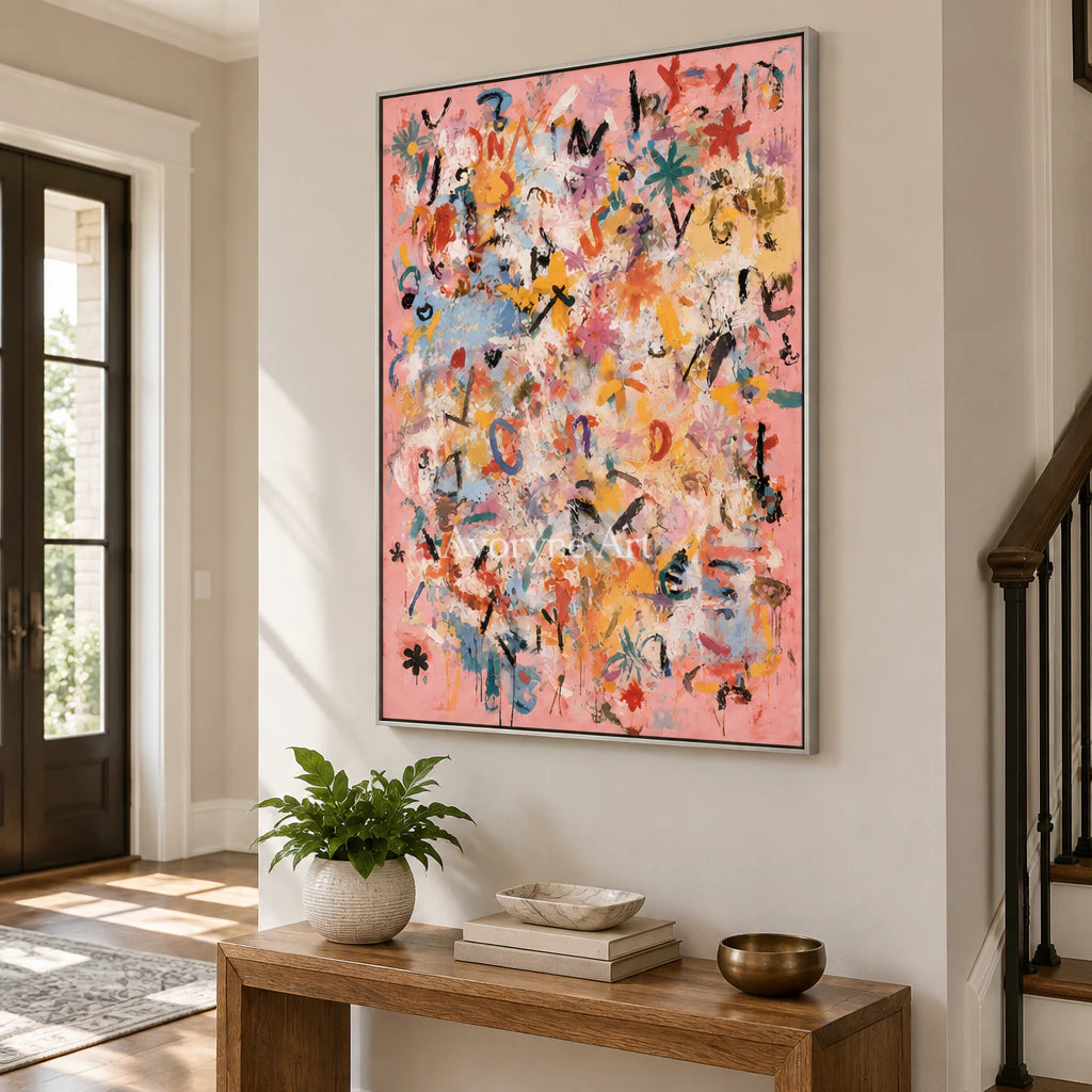Candy Scribble: Colorful Pink Graffiti Wall Art — entry silver