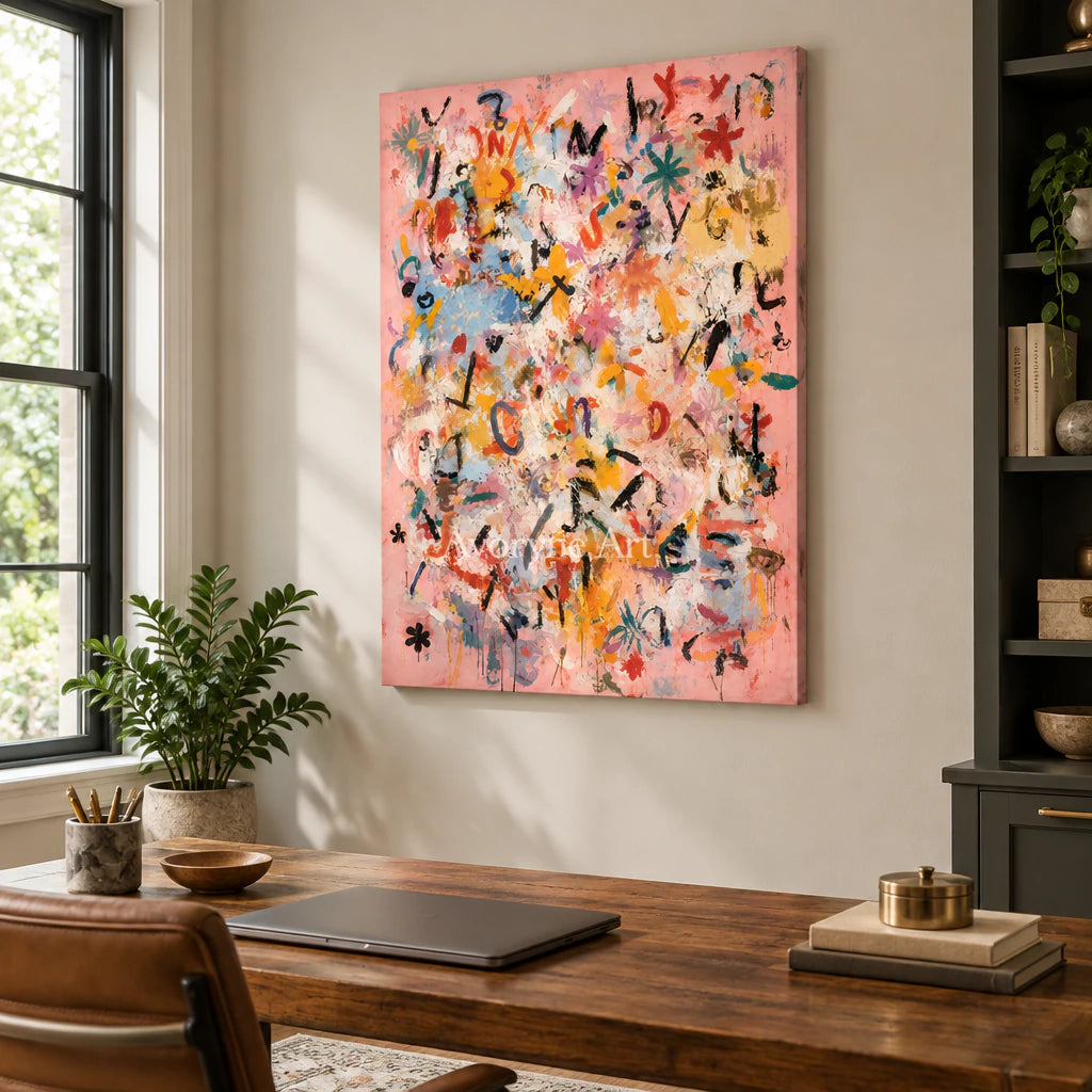 Candy Scribble: Colorful Pink Graffiti Wall Art — office frameless