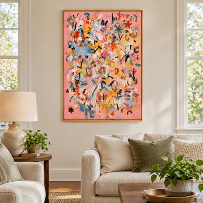 Candy Scribble: Colorful Pink Graffiti Wall Art — villa wood