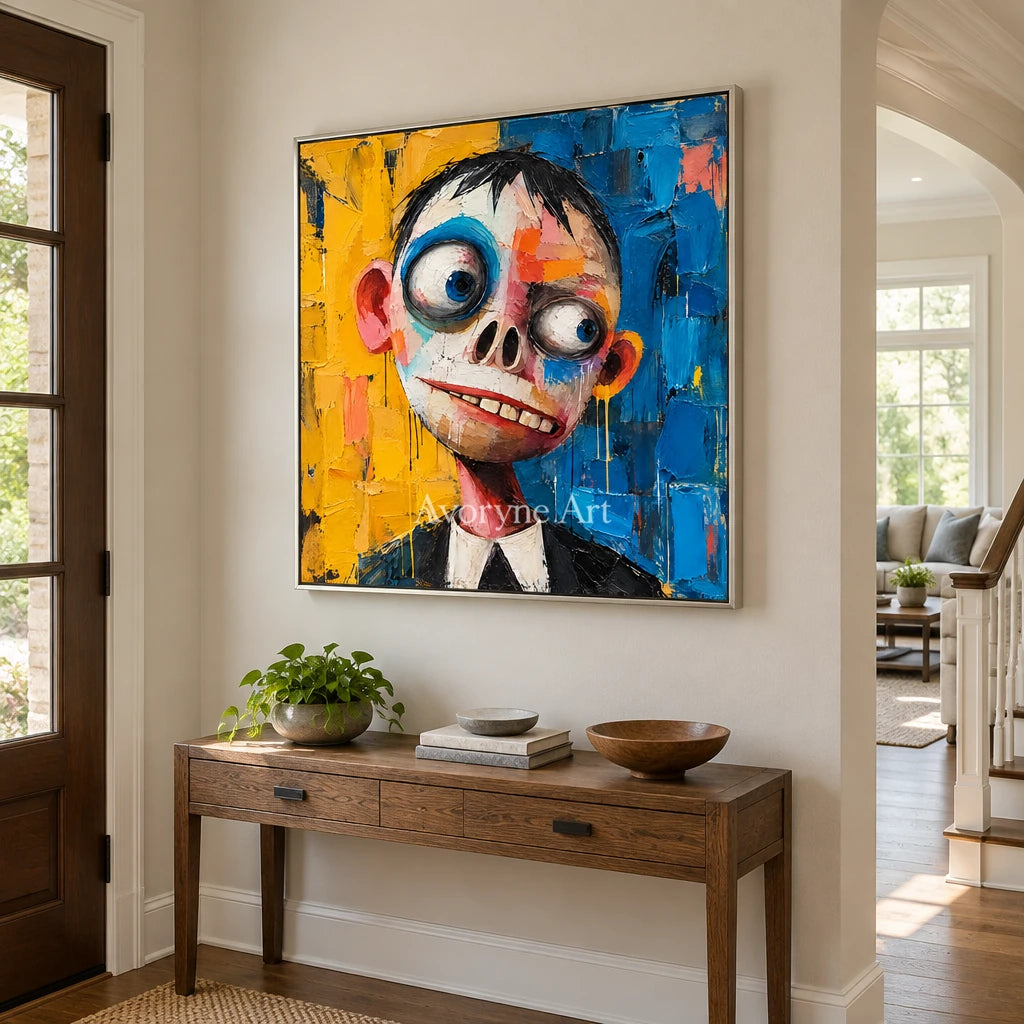 Wide-Eyed Wonder: Colorful Pop Character Wall Art — entry silver