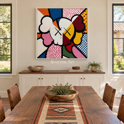 Ivory Tender Solace: Colorful Pop Face Art — dining white