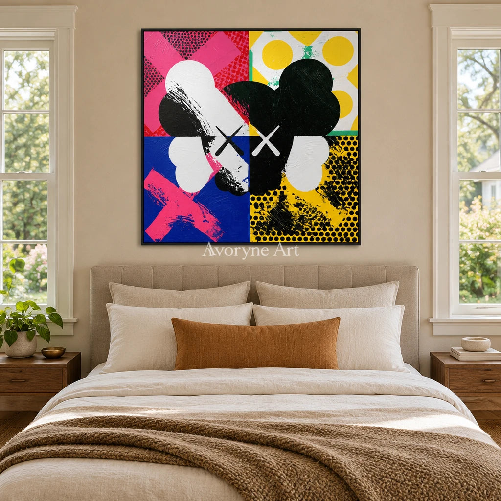 Ivory Tender Sonata: Colorful Pop Face Art — bedroom black