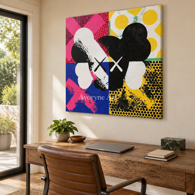 Ivory Tender Sonata: Colorful Pop Face Art — office frameless
