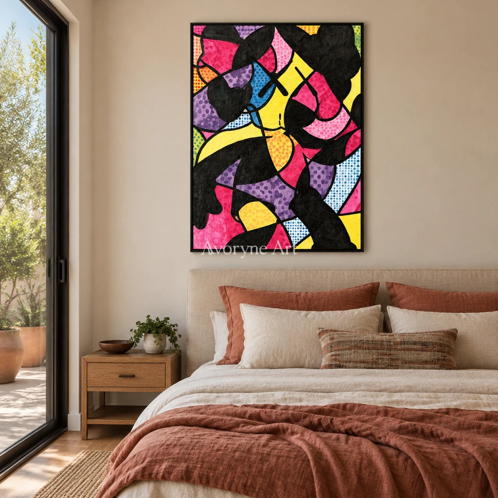 Ivory Tender Meadow: Colorful Pop Face Art — bedroom black