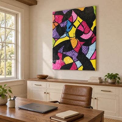 Ivory Tender Meadow: Colorful Pop Face Art — office frameless
