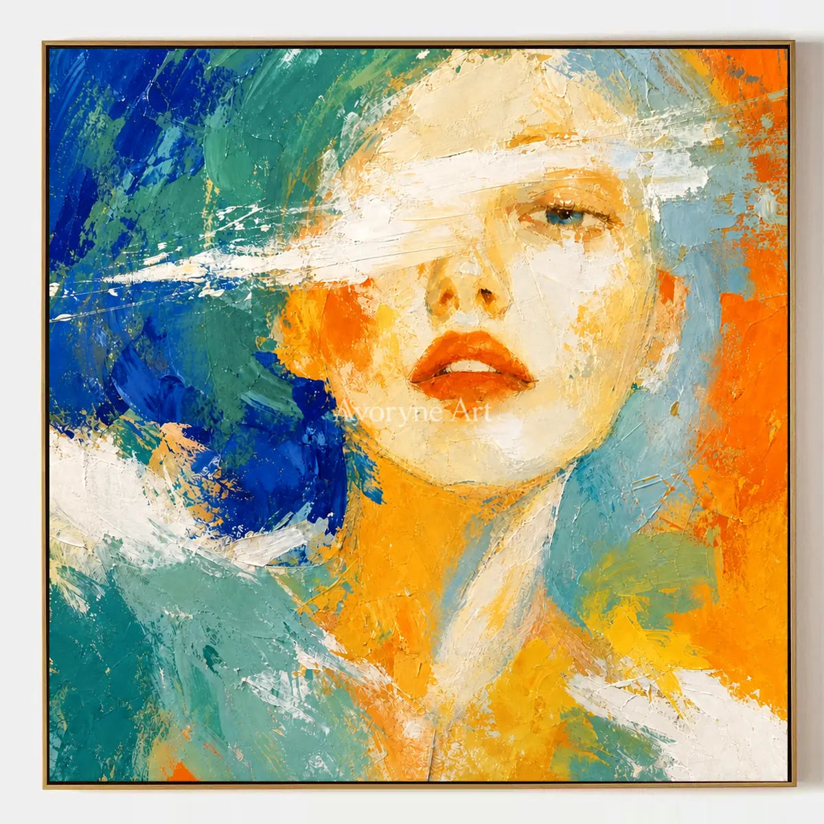 Silver Story, hand-painted colorful portrait wall art by Nadia Tan