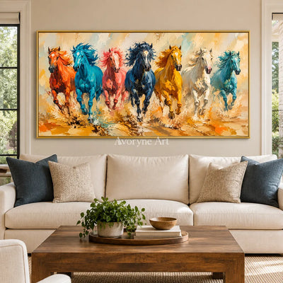 Aven Copper Gallop: Colorful Running Horses Wall Art — living gold
