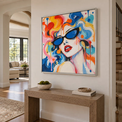 Prismatic Muse: Colorful Sunglasses Portrait Art — entry silver