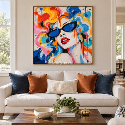 Prismatic Muse: Colorful Sunglasses Portrait Art — living gold