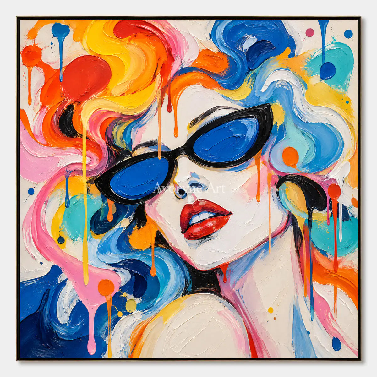 Prismatic Muse: Colorful Sunglasses Portrait Art — primary