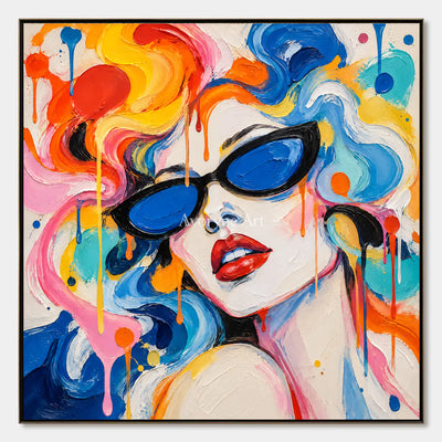 Prismatic Muse: Colorful Sunglasses Portrait Art — primary