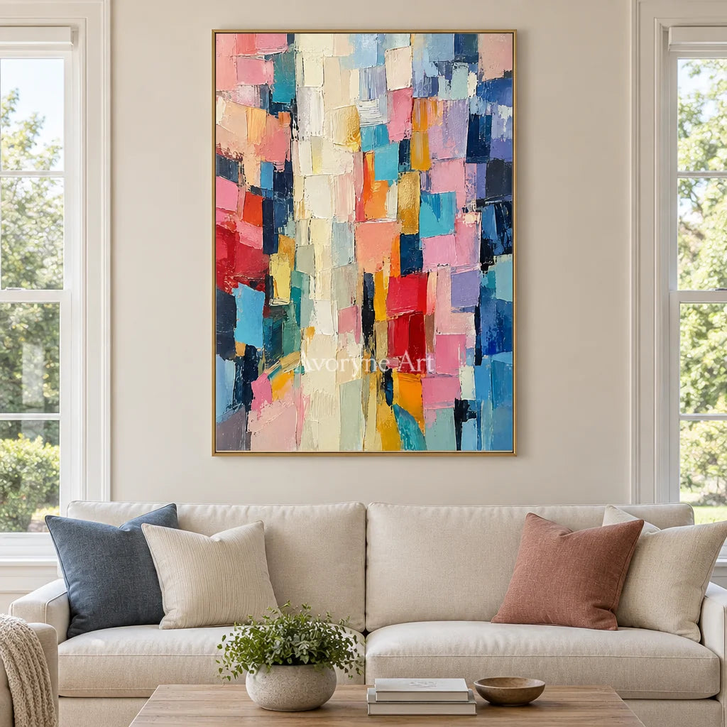 Pastel Tesserae: Colorful Textured Abstract Wall Art — living gold