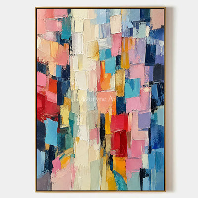 Pastel Tesserae: Colorful Textured Abstract Wall Art — primary